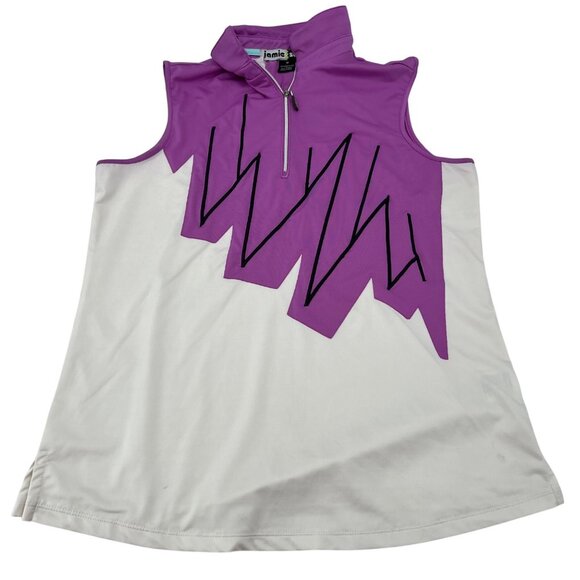 Jamie Sadock Womens Sleeveless Golf Shirt Purple & White Zigzag Design Size M - Picture 1 of 6